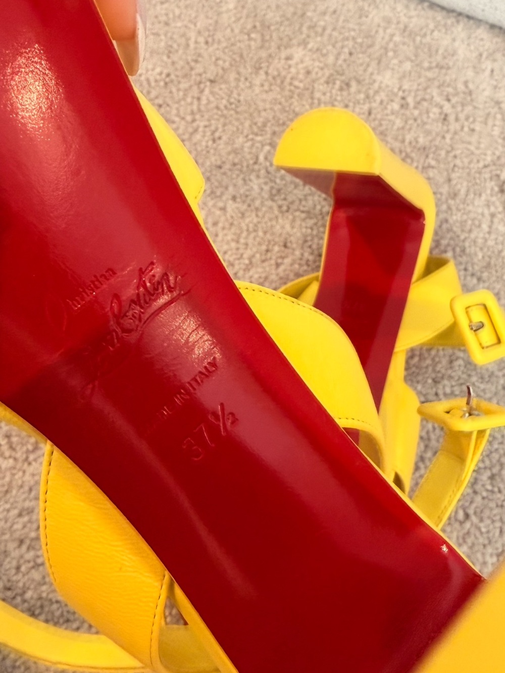 Christian Louboutin Yellow Crisscross Platform Sandals - Picture 7 of 7